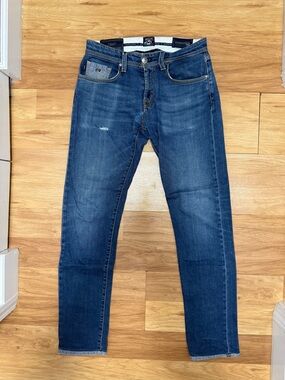 Men’s Skinny Jeans in Medium Dark Blue Stretch Denim